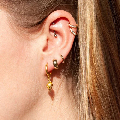 925 sterling silver ear Needle metal Hoop Pearl Pendant gold earrings For Women Shell Summer Vacation Style Fashion Jewelry gift